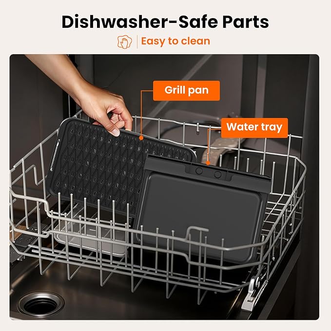 Electactic Smokeless Electric Grill & Griddle for Indoor Cooking, Nonstick Contact Grill with 6-Level Temperature Control, Dishwasher Safe Plates, Auto Shut-Off, Ideal for Kitchen, Apartment, Home