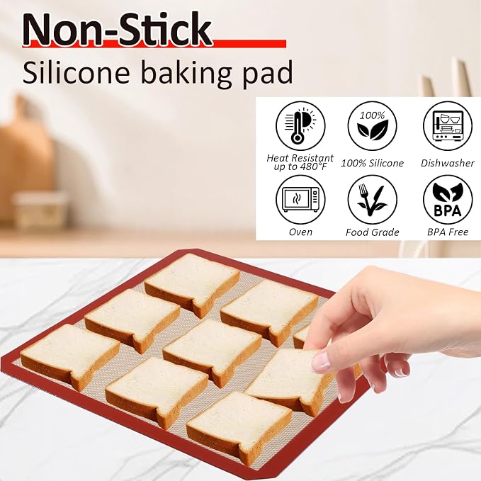 4 Pack 12" x 12" Reusable Silicone Baking Mat for 12 Inch Cake Pan/12x12 Cheesecake Pan/Toaster Oven/XL Air Fryer,12" Food Grade Silicone Mat for Baking Sheet, Non-Stick&Reusable