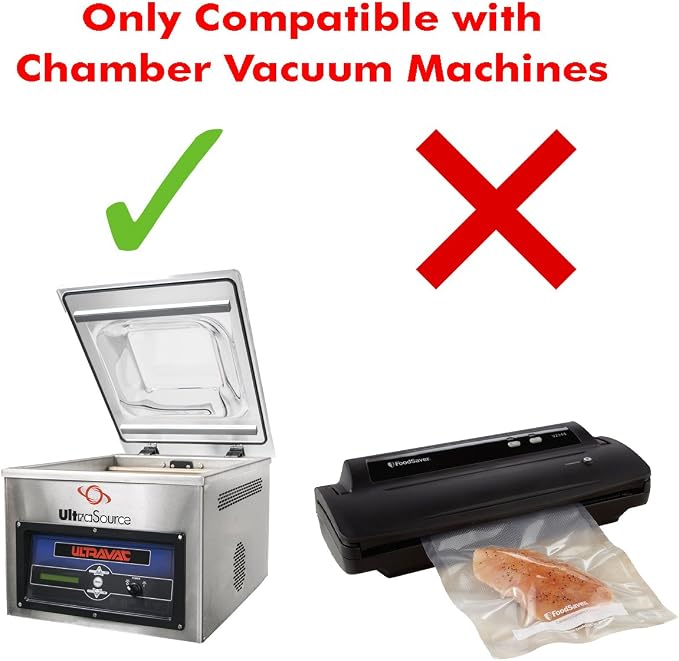 UltraSource - Chamber Machine Pouches 3 Mil Thickness, 8" x 10", Pack of 1000 Vacuum Chamber Pouches, BPA-Free Pre-Cut Chamber Vacuum Sealer Bags with tear notch