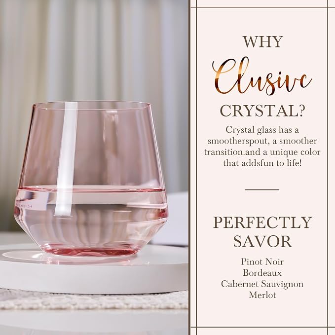 Physkoa Colored Stemless Wine Glasses Set of 6 - Colored Stemless Drinking Glasses, Multicolor Glassware for Party Bar