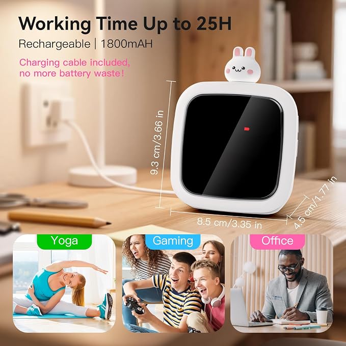 Digital Visual Timer for Kids, 99-Minute Countdown, Rechargeable | 19 Music Alarm, Pause Function, 9 Optional DIY Color Carrot Display, Rabbit Doll, for Study, Homeschool, Kitchen
