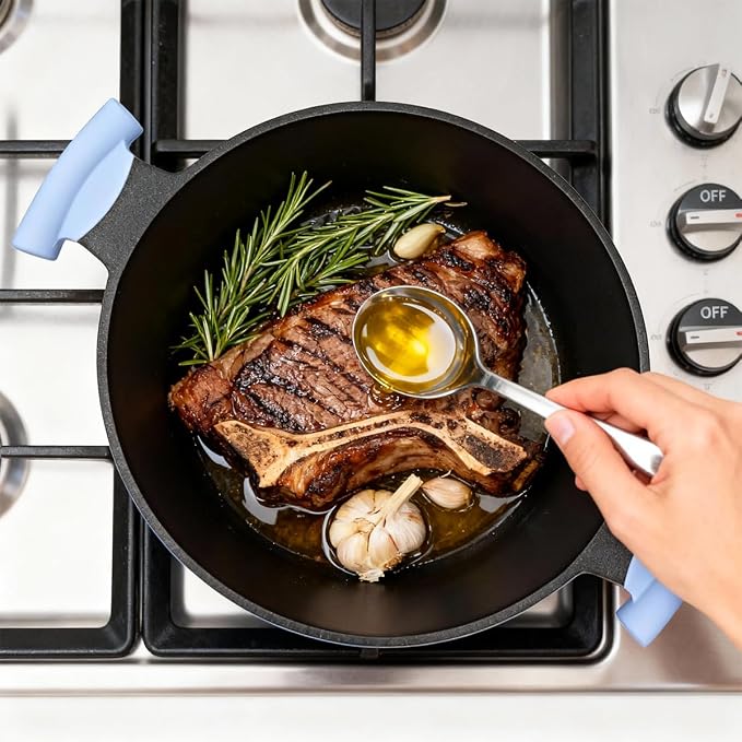 7 Qt Nonstick Stock Pot with Lid, Large Soup Pot with Stay-Cool Handle,Blue | Lightweight & Durable, Suitable for All Stoves, Including Induction, PTFE & PFAS & PFOA Free