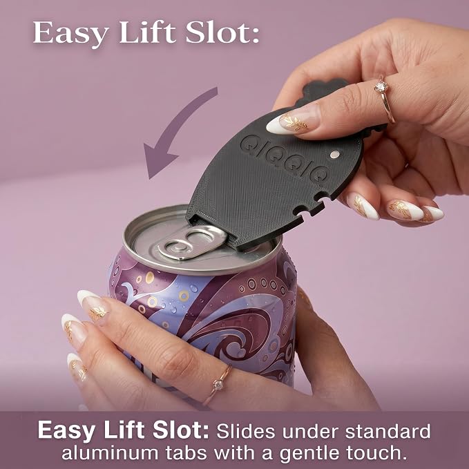 Pull Tab Can Opener Cat Food Can Opener for Soda Pet Cans Easy Open for Weak Hands Arthritis Seniors Long Nails Magnetic Portable with Lanyard Fridge Magnet Pink Cat