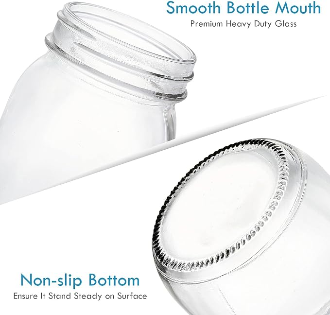 YEBODA 32 oz Wide Mouth Mason Jars with Lids, Glass Canning Jars, 6 Pack | Clear glass quart jars with two-piece lids and bands for canning, pickling, meal prep, overnight oats, and pantry storage.