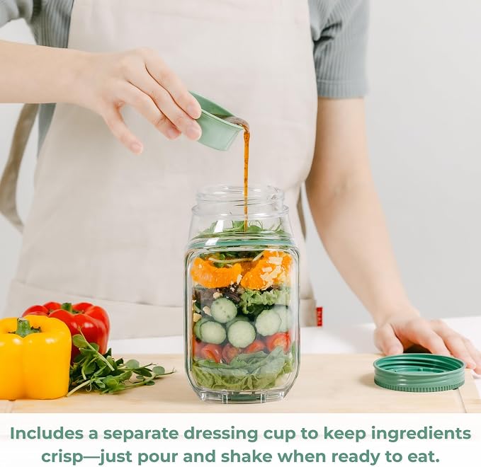 Prepara The Original Salad Pod, 4.5 Cups, Green | BPA-Free, Ideal for Meal Prep & Salads, 4.5-Cup Pod with 2.5 oz Dressing Capsule