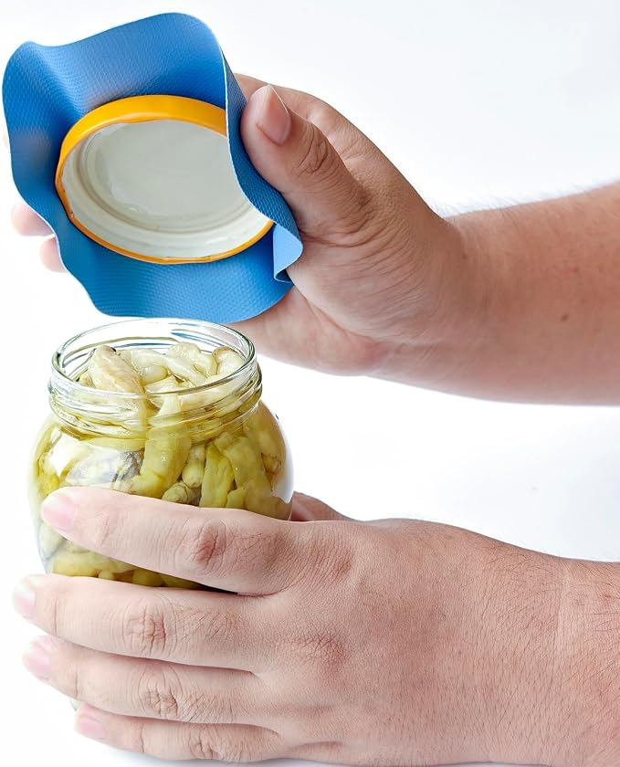 Jar & Bottle Opener with Gripper Pad for Weak Hands, Seniors with Arthritis | Multifunction Lid Opener & Kitchen Gadgets, Adjustable, Non-slip, Effortlessly Open Jar Lids Bottle Caps and Pull-tab Cans