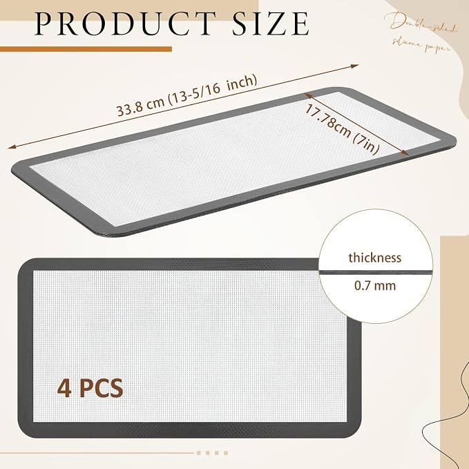 Reallnaive 4 Pcs Silicone Baking Mats Compatible with Harvest Right Freeze Dryer Small Trays Silicone Mats Reusable Food Safe Sheet Heat Resistant Durable Easy Clean No Stick for Kitchen
