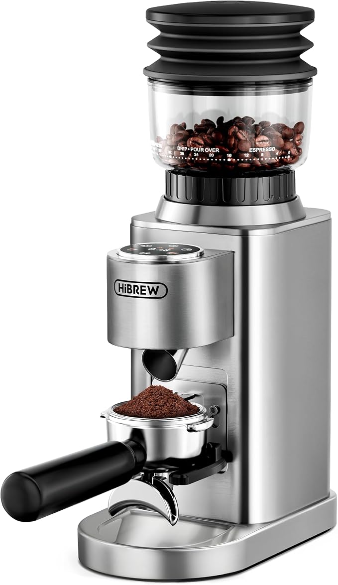 HiBREW G7 Electric Coffee Grinder, 48 Precise Grind Settings, 350g Hopper | Direct Dosing for Portafilter & Ground Cup, Professional Conical Burr Anti-Static Tech, Ideal for Espresso & French Press