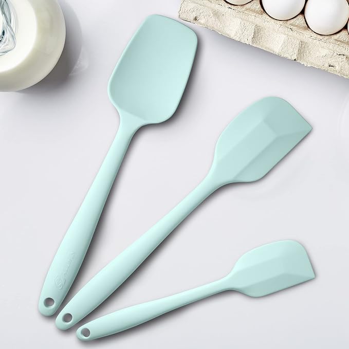 3-Piece Silicone Spatula Set, 600°F Heat Resistant, Macaron Navy | Stainless Steel Core, Silicone Rubber Spatulas for Nonstick Pans, Spatula, Spoonula and Mini Spatula for Cooking and Baking