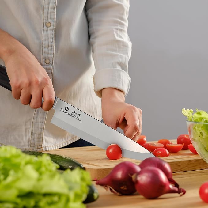 imarku 8 Inch Japanese Chef Knife,Single-Bevel Edge HC Steel Kitchen Knife | Versatile Chef Knife,Ultra-Sharp 13° Angle Rust-Resistant,For Right and Big Hands,Anti-slip Pakkawood Handle,Gift for Men