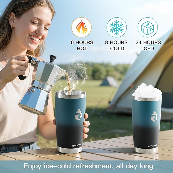 RAYMYLO Travel Coffee Tumbler, Insulated Travel Coffee Mug Cup, 20oz | Detachable Lid for Thoroughly Clean, Cup Holder Friendly for Outdoor, Double-Wall Vacuum Insulation, Spill Proof & BPA Free