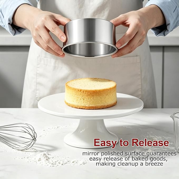 LIANYU 4 Inch Cake Pan Set of 3, Stainless Steel Mini Round Baking Pans | Non Toxic Small Metal Bakeware Tins, Leak-proof, Dishwasher Safe, Ideal for Birthday Wedding Christmas Party