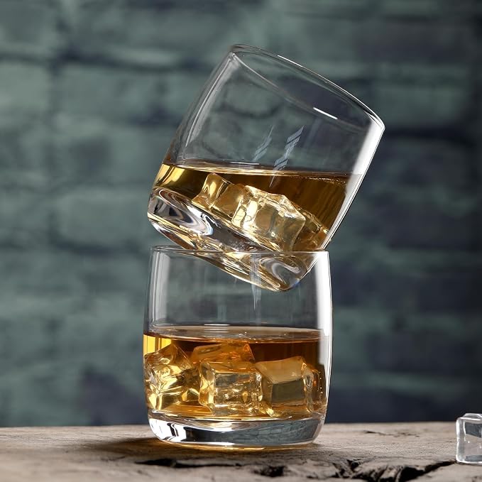 Whiskey Glasses Set of 6, Premium Crystal Bourbon Glass, 12.5 oz Drinking Glasses for Scotch, Cocktail, Whisky and Juice, Transparent Rocks Glasses, Dishwasher Safe Glassware, Gifts for Christmas