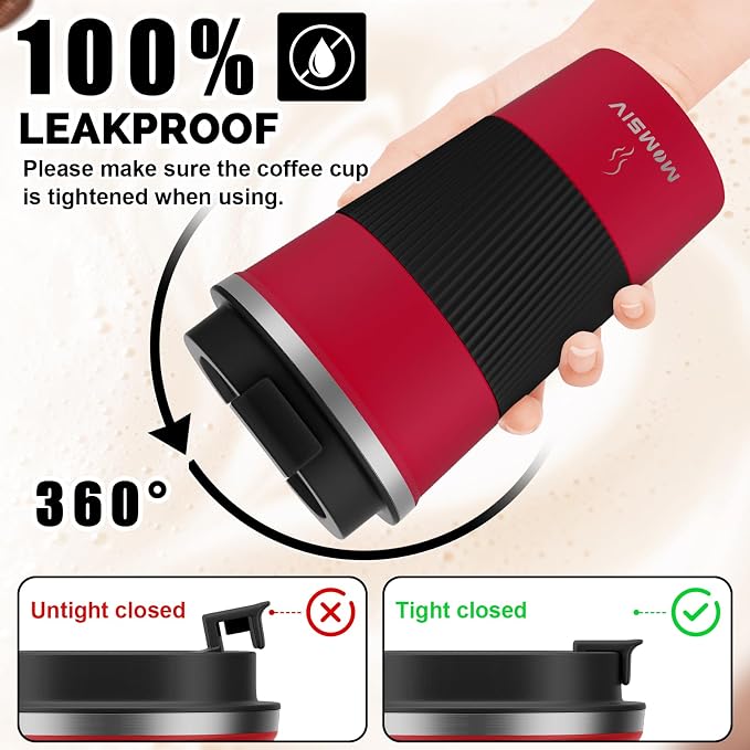 MOMSIV 17oz Travel Coffee Mug, Insulated Coffee Cup with Leakproof Lid | 6-Hour Heat Retention, 360°Leak proof, Vacuum Stainless Steel Double Walled, BPA-free, Reusable And To Go Coffee Mug