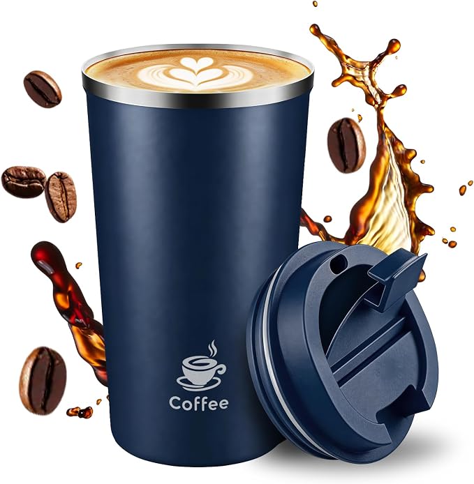 17oz Travel Coffee Mug ,Leakproof Vacuum Coffee Cup Insulated Tumbler | 304 Stainless Steel, Double-Wall Vacuum Insulated, Leakproof, Fits Hot & Cold Drinks Car Cup Holders, Travel, Office