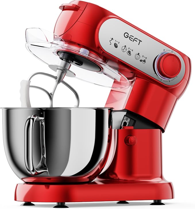 Stand Mixer, 3.5QT&6QT Bowls Mixers Kitchen Electric Stand Mixer Red | 600W Tilt-Head Kitchen Mixer with Stainless Steel Bowl, Dishwasher-Safe Dough Hook, Flat Beater, Wire Whisk, Splash Guard