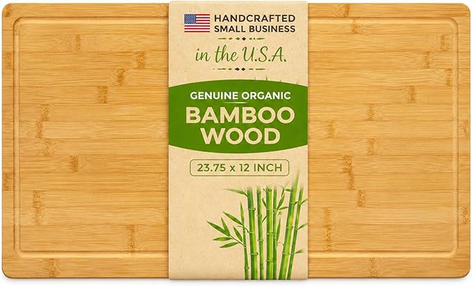 Handcrafted 23.75x12 inch Bamboo Cutting Board with Juice Groove – Handcrafted Bamboo Chopping Block, Eco-Friendly Charcuterie & Serving Board, 1/2 Inch Thick (XXX-Large)