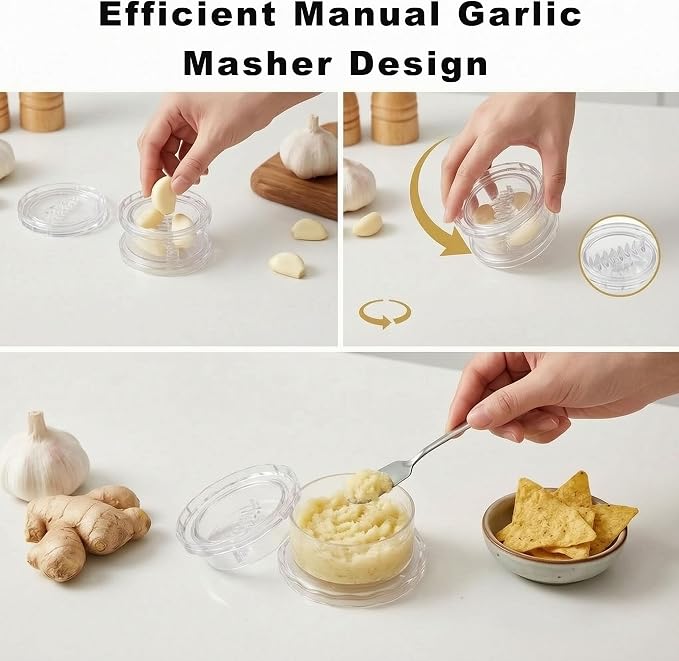 2 Pieces Manual Garlic Twist Press for Garlic, Chili, Onion | Manual Garlic Ginger Mincer Tool, Kitchen Gadget, Home Accessory