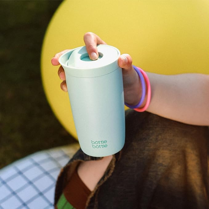 BOTTLE BOTTLE Insulated Coffee Tumbler with Push Button Lid 12oz(Green) | Leakproof,Stainless Steel Travel Mug,Keeps Drinks Hot & Cold for 6 Hours,for Office & On the Go