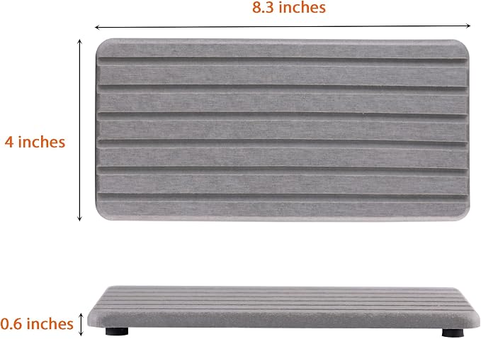NiuYichee 2 PCS Water Absorbent diatomite Coasters, 8.3" x 4" Water Absorbing Stone Tray for Sink, Stone Drying mat for Kitchen Counter, Stone soap Tray Used for Hand Soaps & toiletries & Plants