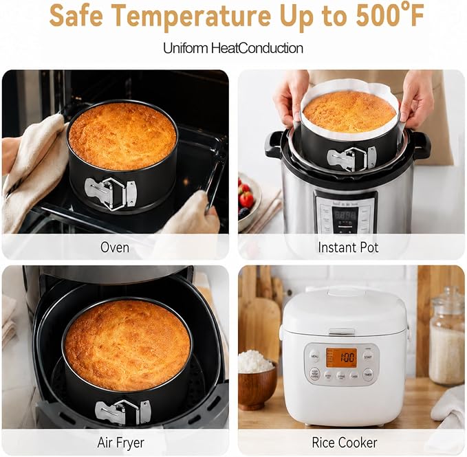 Springform Pan, 6 Inch Round Cake Pan with Removable Bottom, Nonstick Coating, Leakproof, Ideal for Baking Cakes, Pies, Cheesecakes, Pizzas and Quiches