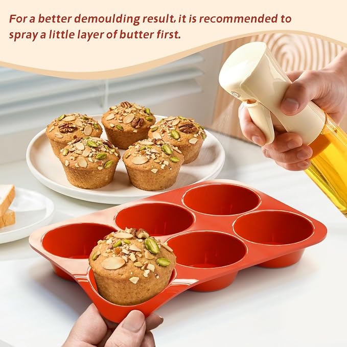 SINBEE Silicone Muffin Pans for Baking - 3 Pack Silicone Molds 6 Cups Nonstick Cupcake Pan for Baking BPA Free Cake Pop Mold Egg Muffins | BPA Free, Cake Pop Mold, Egg Muffins