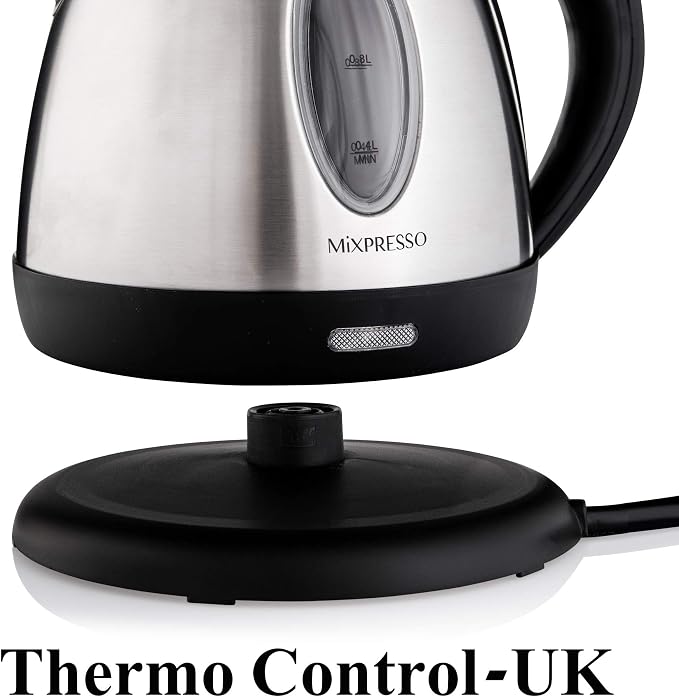 Moss & Stone Stainless Steel Electric Kettle, 1.2L Cordless 1500W | Small, portable hot water tea kettle, fast boiling pot, boil-dry protection, auto shut-off