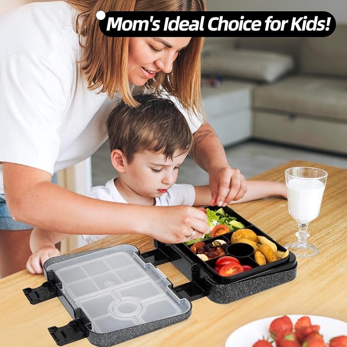 Bento Lunch Box, Bento Lunch Containers Boxes, Shiny Black | Dishwasher Safe Back to School Snack Bento Lunch Containers Boxes, Ideal Portion Sizes for On-the-Go Meal, Ages 3+, School