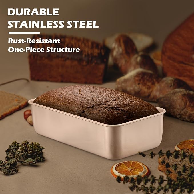 Leonyo 8 Pack Non-Stick 9x5IN Stainless Steel Bread Loaf Pan, Rose Gold | Metal Sandwich Bread Loaf Pans, Bread Pan Tins for Homemade Meatloaf Cakes Brownies Lasagnas, Dishwasher Oven Safe