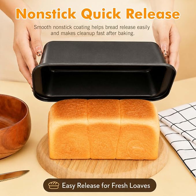 tchrules Loaf Pans 8×4 Inch Carbon Steel Bread Pan Nonstick Baking Set | Even Heat Baking|Oven Safe 450°F|Easy Release Bake|PFOA Free Coating|Warp Resistant Steel|8 Pack Value (Black)