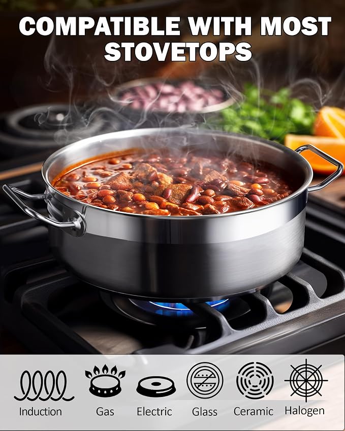 Cooks Standard Professional 4 Quart Stainless Steel Sauté Pan with Lid, Deep Frying Pan Chef’s All Purpose Skillet with Cover, Dishwasher & Oven Safe, Compatible with All Stovetops