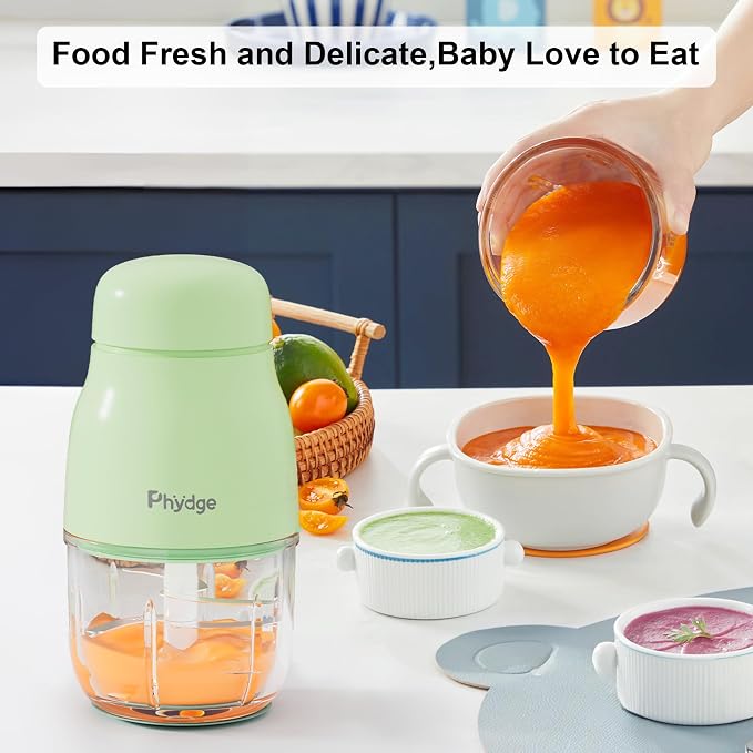 Baby Food Maker with Baby Food Containers, Silicone Spoons Set | 10oz Baby Food Blender,10-Second Quick Soft Food Prep for Baby,Food Processor for Fruit,Vegetable,Meat,Easy to Clean