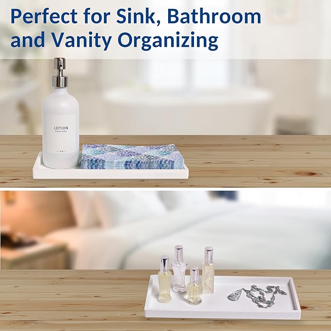 Silicone Countertop & Vanity Tray – 11.7” Bathroom Counter Tray | Bathroom Tray, Bathroom Tray Countertop, Tray for Bathroom Counter, Silicone Kitchen Tray for Counter & Countertop Organizer
