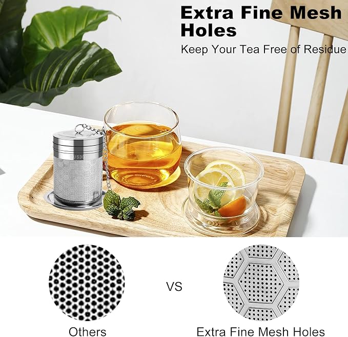 Numola Large Tea Infusers for Loose Tea | Extra Fine Mesh, 304 Stainless Steel, Extended Chain Hook, For Spice Cooking, For Teapot Cup
