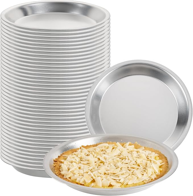 Restaurantware Aluminum Pie Pan 72 Count 11 Inch Round 1.25 Inch Deep Oven-Friendly Pie Tin, Lightweight Baking Pan, Silver Plate for Quiche, Fruit Pies, Home And Commercial Kitchens