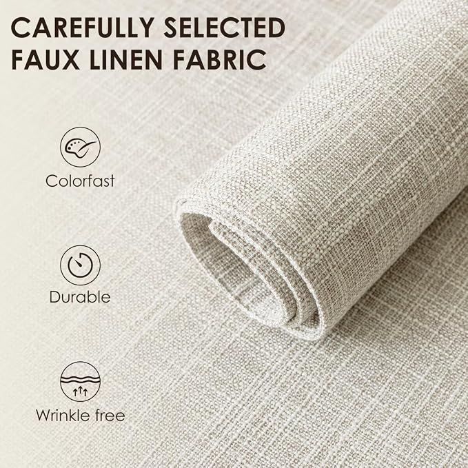 Placemats Set of 6, Bilayer Thickened Linen Place Mats Heat Resistant Machine Washable Wrinkle Free Carefully Selected Polyester Mats for Kitchen/Dining/Coffee Table (Cream Beige)