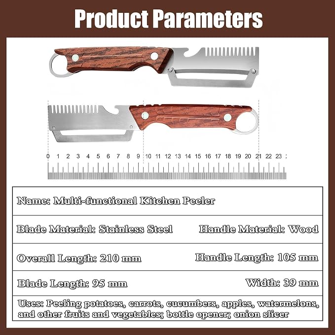 Vegetable Peeler - Multifunctional Vegetable Peeler With Wooden Handle