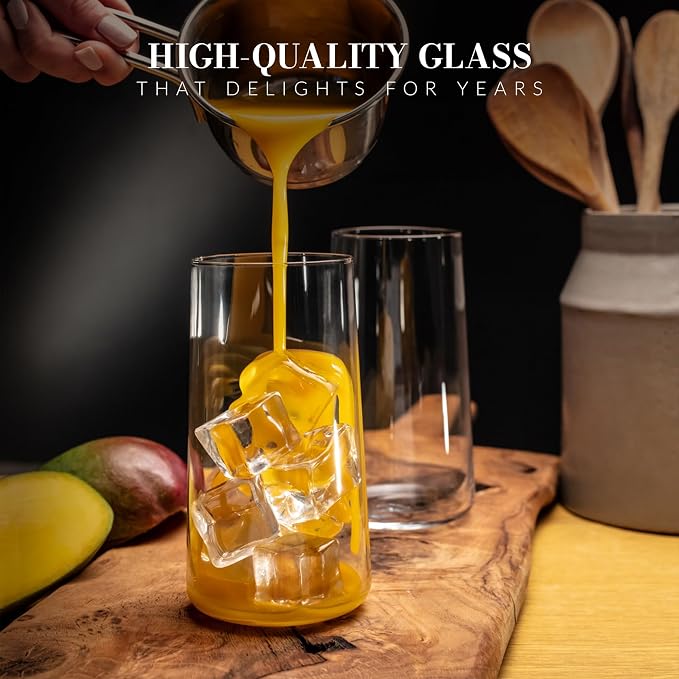 Krosno Water Glasses Set of 6, 18.3 oz, Avant-Garde Collection | Drinking Glasses, Lead-Free Crystal Glassware, Juice Glasses, Highball Glass Set, Dishwasher Safe, Made in Europe