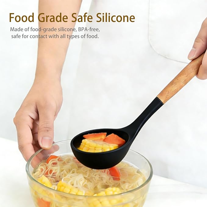 Silicone Utensils Set for Cooking - 12 Piece Set&BPA Free（Black） | Heat resistance: 446°F、dishwasher safe、non-toxic / BPA free、for nonstick cookware & baking