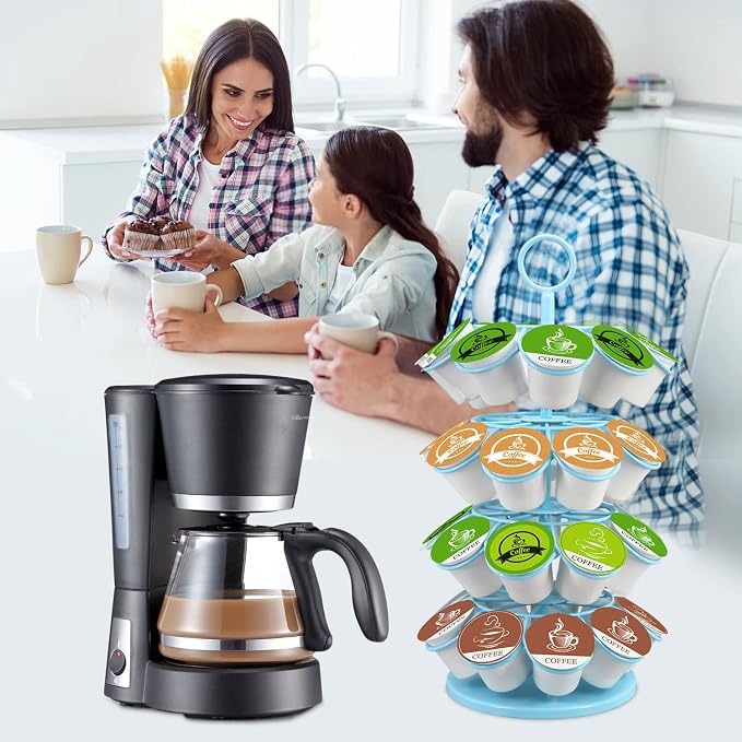 KIMIUP Coffee Pod Holder, K Cup Organizer Compatible with K-Cups(36 Pods) | Kitchen Detachable Coffee Station Organizer, Spins 360-Degrees(Light Blue)