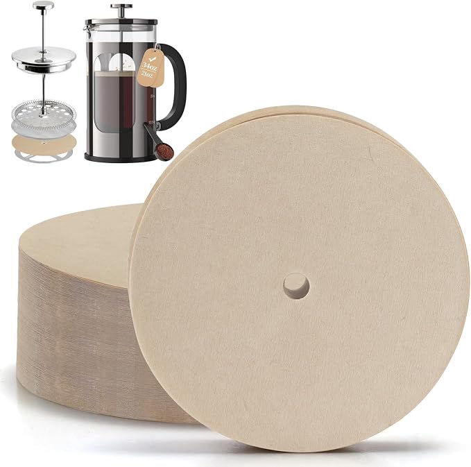 100 Pcs Disposable Coffee Filters for Veken 34oz, Cafe Du Chateau 34 Oz | Percolator Filters for Utopia Kitchen 34oz French Press, High Temperature Resistant, No Extra Paper Taste