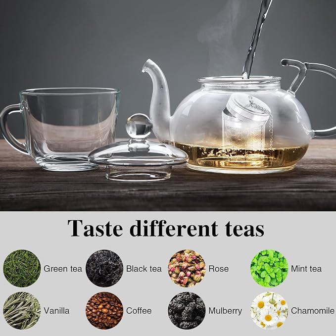 2 Pack Tea Infusers For Loose Tea, Stainless Steel With Lid | 304 Stainless Steel, Fine Mesh Filter, 2 Sizes, Fits Most Cups And Teapots, With Drip Trays, Dishwasher Safe