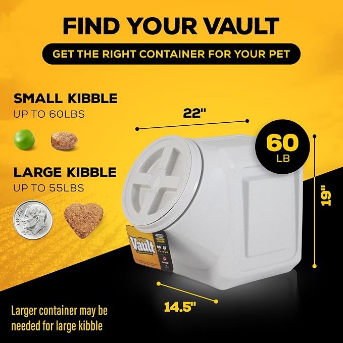 Gamma2 Vittles Vault Stackable Dog Food Storage Container with Sealing Lid, Up to 60 lbs Dry Pet Food Storage Container, USA-Made - [14.5" L x 19" H] | Made in USA, sealing lid keeps dry meals fresh and pests out, 14.5 x 19 inches, durable pantry bin, ...