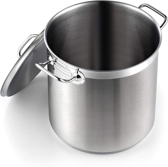 Cooks Standard Professional 11 Quart Stainless Steel Stock Pot with Lid | Large Cooking Pasta, Soup, Spaghetti, Oven Safe, Dishwasher Safe, Cookware for Canning