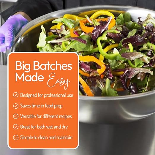 Tiger Chef Heavy Duty Mixing Bowl 30 Quart All-purpose Mixing Bowls for Home and Commercial Use - Best Prep Bowls for cake mixtures, dough’s, salads, pastas, dressings Stainless Steel - 2 Pack