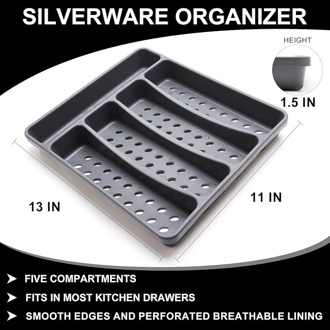 Stainless Steel Cutlery Silverware Set for 4 Eating Utensils Flatware Sets | 21 Pieces Kitchen Silverware Set with Organizer Tray Forks Spoons and Knives Sets Heavy Duty Tableware Set Dishwasher Safe