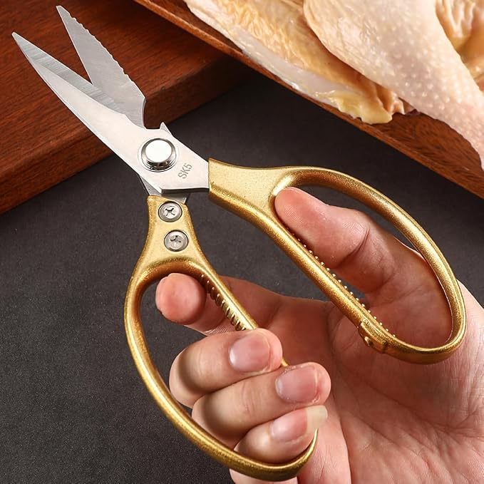 Sharp Kitchen Scissors Aluminum Alloy Handle Stainless Steel Cooking Shears | Heavy Duty Stainless Steel Cooking Shears, Sharp Multi-Purpose Food Scissors for Cutting Chicken, Meat, Poultry, Seafood