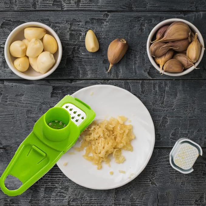 Angel's Peel Lounge Multipurpose Garlic Mincer and Garlic Crusher - Easy Squeeze Clean Garlic Press, Dishwasher Safe Sturdy Tool Compact and Portable Design for Extracts More Paste Per Clove - Green
