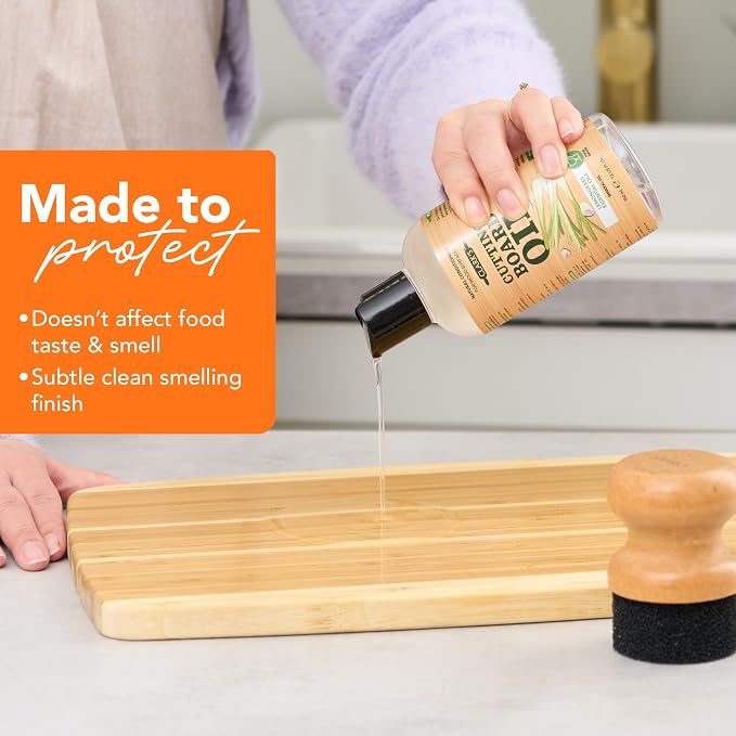 CLARK'S Cutting Board Oil 12 Oz, Food Grade Mineral Oil - Lemongrass Scent | Mineral Oil for Wood Cutting Board Added Lemongrass Essential Oils - Butcher Block Conditioner - Restores and Protects Wood