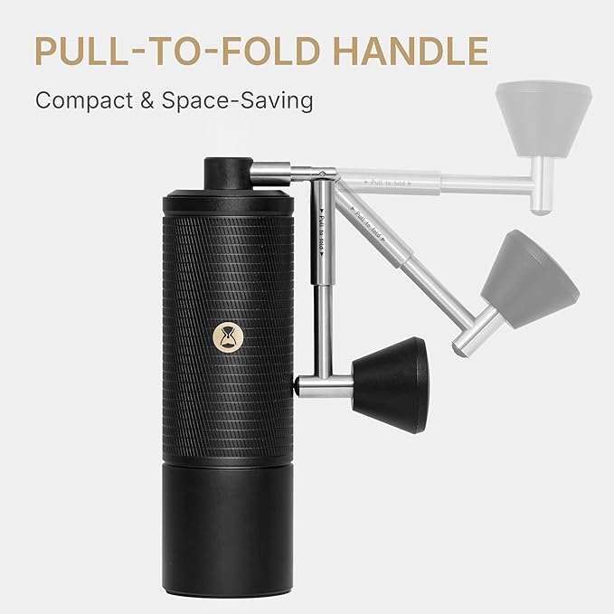 TIMEMORE C5 PRO Manual Coffee Grinder, 42mm Stainless Steel Burr, 48 Adjustable Settings Hand Coffee Grinder, Foldable Handle, All-Metal Portable Coffee Bean Grinder for Pour Over & Travel (Black)